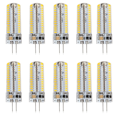 

10pcs 5W LED Bi-pin Light Bulb 500lm G4 50W Halogen Equivalent 104 LED Beads SMD 3014 Warm White 110-240V
