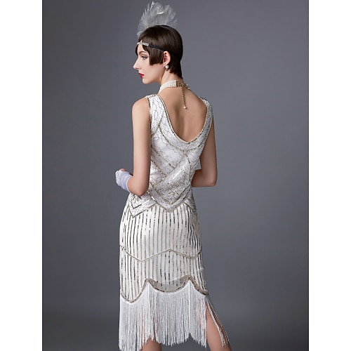 Roaring 20s 1920s Knee Length Dress Flapper Dress Prom Dresses Sleeveless  The Great Gatsby Charleston Wedding Guest Sequins Patchwork V Neck Fancy  Dress Women's Prom Evening Party Party Homecoming 2026 - kr.489