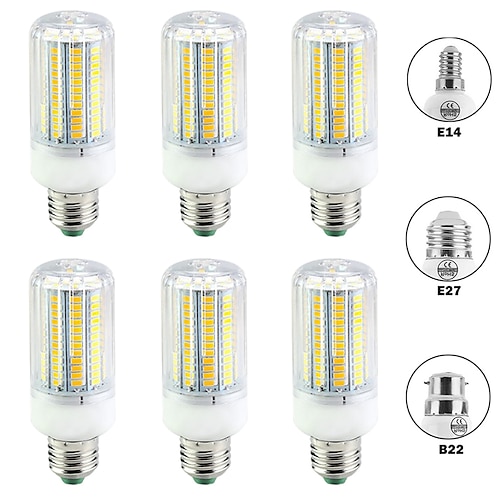 

6pcs 20 W LED Corn Lights 2000 lm E14 B22 E26 E27 T 144 LED Beads SMD 5730 Warm White White 220-240 V 110-120 V