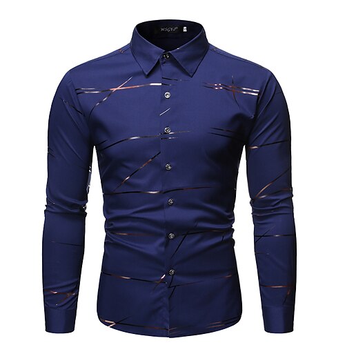 

Men's Shirt Prom Shirt Graphic Button Down Collar Wine Navy Blue Black Other Prints Daily Long Sleeve Clothing Apparel