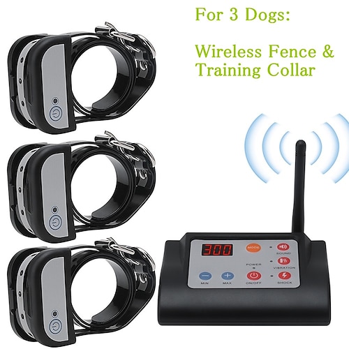 

2 In 1 Wireless Electric Pet Dog Fence & Training Collar Dog Training Collars Waterproof Rechargeable Pet Containment System For Three Dogs