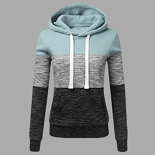 

Women's Hoodie Pullover Basic Casual Zipper White Black Gray Color Block Daily Hooded Long Sleeve M L XL XXL