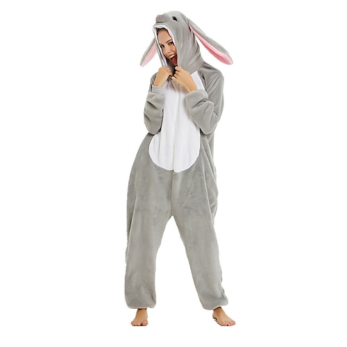 

Teenager Adults' Kigurumi Pajamas Nightwear Camouflage Rabbit Bunny Animal Onesie Pajamas Flannelette Cosplay For Men and Women Christmas Animal Sleepwear Cartoon Festival / Holiday Costumes
