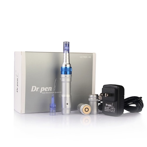 

Professional Microneedle Pen Rechargeable Electric Roller Dr Pen A6 With 2 Needle Cartridges And Backup Batteries For BB Glow Mesotherapy