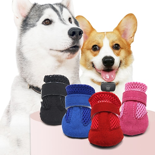Животные Собака Ботинки и сапоги Обувь для собак На каждый день Однотонный Для домашних животных Кожа Черный / Зима