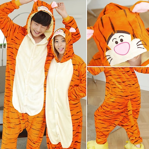 

Adults' Kigurumi Pajamas Frog Bear Tiger Animal Onesie Pajamas Flannelette Cosplay For Men and Women Halloween Animal Sleepwear Cartoon Festival / Holiday Costumes / Elephant