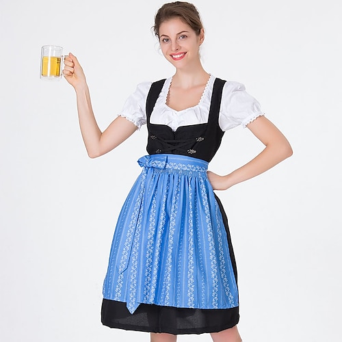 Oktoberfest dirndl Trachtenkleider Dame Kjole bayerske feriekjole Kostume Blå Rød Grøn