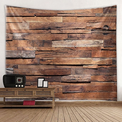 

Wall Tapestry Art Decor Blanket Curtain Picnic Tablecloth Hanging Home Bedroom Living Room Dorm Decoration Geometric Rustic Wood Board Plank