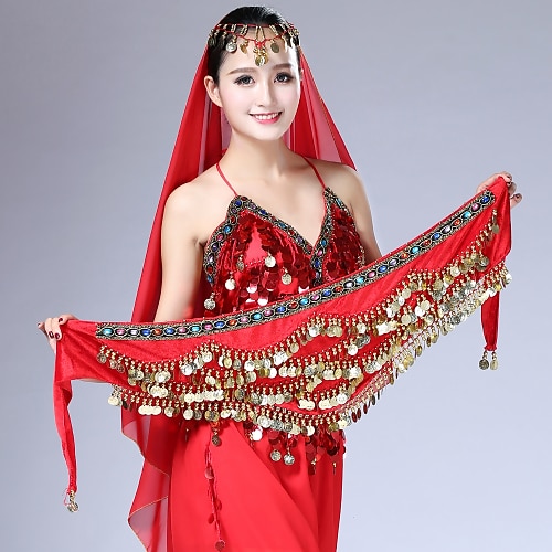 

Belly Dance / Dance Accessories Hip Scarves Women's Training / Performance Gemstone / Metal / Velvet Chiffon Gold Coin / Crystals / Rhinestones Classic Theme Hip Scarf