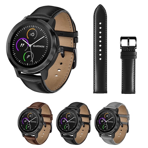 

Genuine Leather Watch Band Wrist Strap for Garmin Vivoactive 3 / Vivomove HR / Forerunner 645 / Forerunner 245 / 245M / Vivomove Bracelet Replaceable Wristband