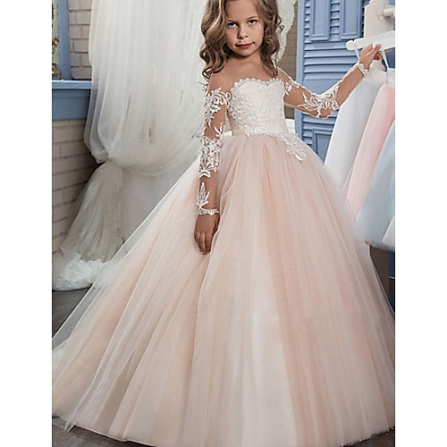 

Princess Sweep / Brush Train Bandeau Lace Junior Bridesmaid Dresses&Gowns With Side Draping Wedding Party Dresses 4-16 Year
