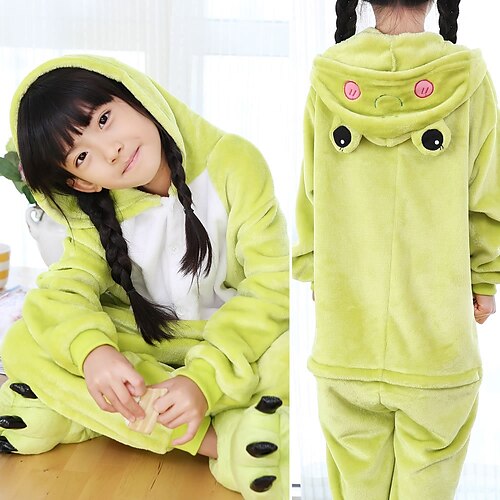 

Kid's Kigurumi Pajamas Frog Bear Monkey Animal Onesie Pajamas Flannelette Cosplay For Boys and Girls Halloween Animal Sleepwear Cartoon Festival / Holiday Costumes