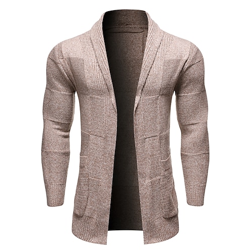 

Men's Sweater Cardigan Knit Solid Colored Shirt Collar Clothing Apparel Winter Khaki Dark Gray M L XL