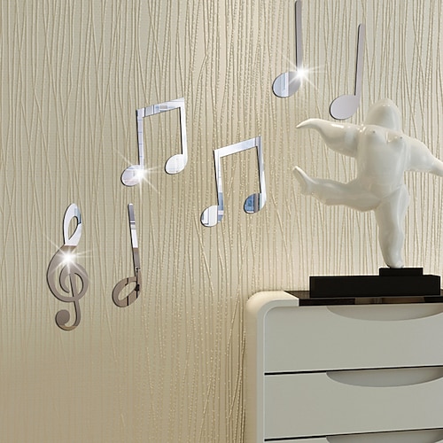 

Musical Notes/ Characters Wall Stickers Mirror Wall Stickers Decorative Wall Stickers, Acrylic Home Decoration Wall Decal Wall Decoration 6pcs 53X30cm