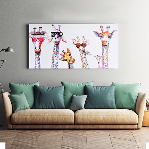 

Handmade Oil Painting Canvas Wall Art Decoration Animal Series Giraffe Pattern for Home Decor Stretched Frame Hanging Painting 9045cm/10050cm