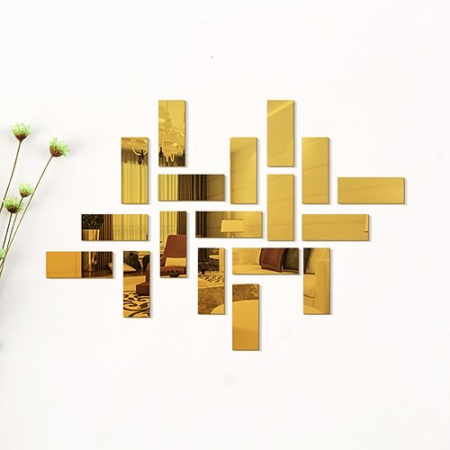 

Rectangle Shapes Wall Stickers Mirror Wall Stickers Decorative Wall Stickers, Acrylic Home Decoration Wall Decal Wall Decoration 15pcs 85X60cm