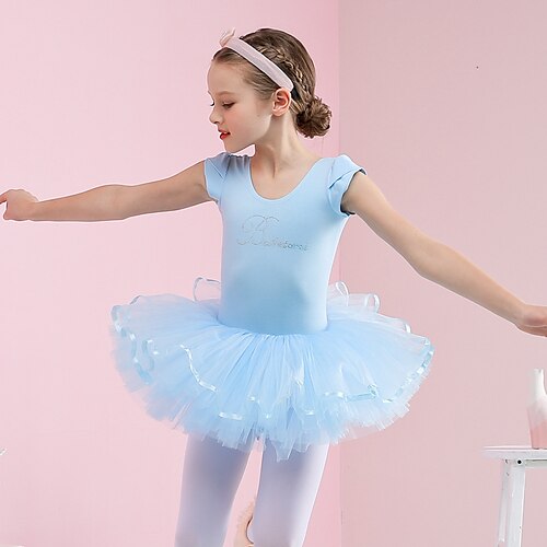 

Ballet Dress Pleats Girls' Training Performance Cap Sleeve Cotton