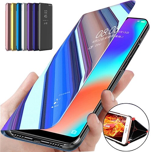 

Phone Case For Apple Full Body Case Leather iPhone SE 3 iPhone 13 Pro Max 12 11 X XR XS Max 8 7 Plus with Stand Plating Mirror Solid Color PU Leather PC