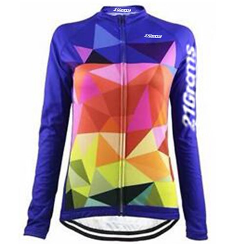 

21Grams Women's Cycling Jersey Long Sleeve Winter Bike Jersey Top with 3 Rear Pockets Mountain Bike MTB Road Bike Cycling Thermal Warm UV Resistant Cycling Breathable Blue Rainbow Plaid Checkered