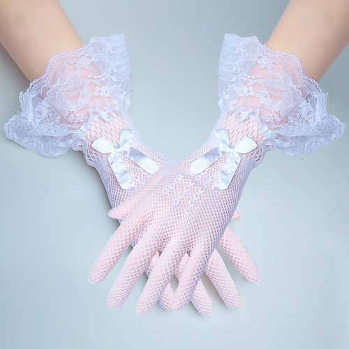 wrist length lace gloves