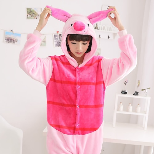 

Adults' Kigurumi Pajamas Piggy / Pig Animal Onesie Pajamas Flannelette Cosplay For Men and Women Halloween Animal Sleepwear Cartoon Festival / Holiday Costumes