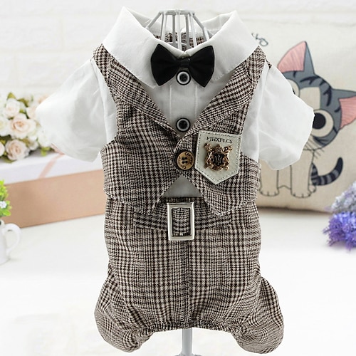 

Dog Jumpsuit Puppy Clothes Plaid / Check Wedding Wedding Party Dog Clothes Puppy Clothes Dog Outfits Blue Coffee Costume for Girl and Boy Dog Polyster XS S M L XL