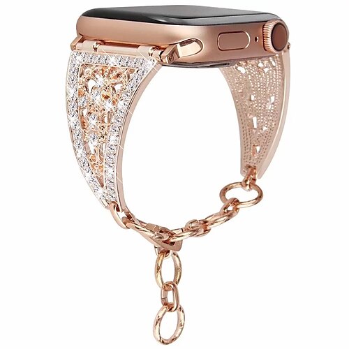 

1 pcs Smart Watch Band for Apple iWatch Series 8 7 6 5 4 3 2 1 SE Apple Watch Stainless Steel Smartwatch Strap Luxury Bling Diamond Jewelry Bracelet Replacement Wristband