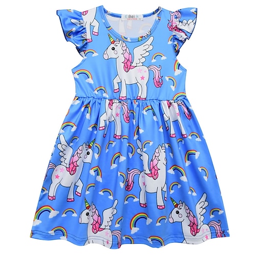 

Kids Girls' Dress Cartoon Dress Cute Dress Blue Pink