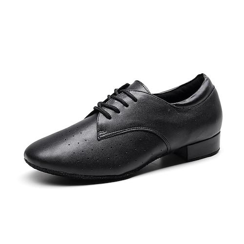 

Men's Modern Shoes Ballroom Shoes Line Dance Practice Heel Thick Heel Lace-up Black