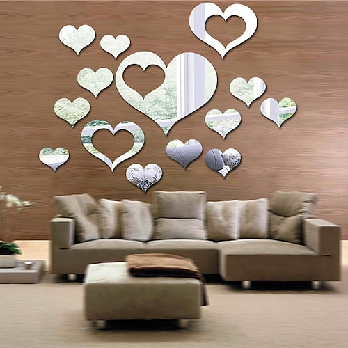 

Hearts Wall Stickers Living Room, Removable Acrylic Home Decoration Wall Decal