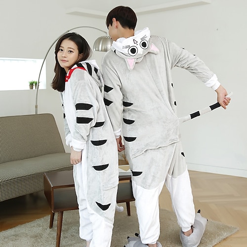 

Adults' Kigurumi Pajamas Cat Animal Onesie Pajamas Flannelette Cosplay For Men and Women Halloween Animal Sleepwear Cartoon Festival / Holiday Costumes