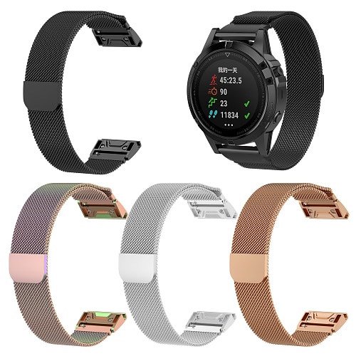 

1 pcs Smart Watch Band for Garmin Fenix 7S / 6S / 5S / 5S Plus Venu 2 Plus / Sq / Sq Music Forerunner 55/245/645/158 Vivomove Sport / 3 / HR / Luxe / Style 20mm Stainless Steel Smartwatch Strap