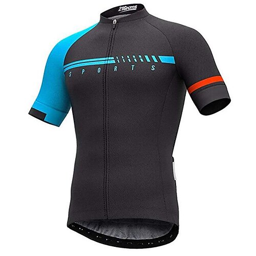 

21Grams Men's Cycling Jersey Short Sleeve Bike Jersey Top with 3 Rear Pockets Mountain Bike MTB Road Bike Cycling UV Resistant 3D Pad Cycling Breathable Blue Black Polyester Spandex Sports Clothing
