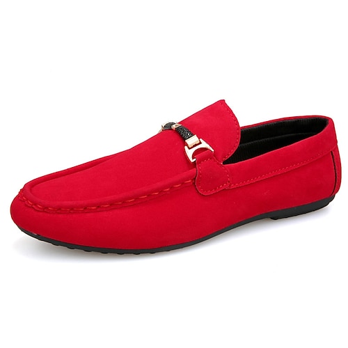 

Men's Loafers & Slip-Ons Suede Shoes Dress Shoes Moccasin Casual Daily PU Red Black Fall Spring