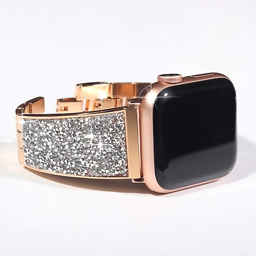 

1 pcs Smart Watch Band for Apple iWatch Series 8 7 6 5 4 3 2 1 SE Apple Watch Stainless Steel Smartwatch Strap Diamond Glitter Shine Bling Diamond Jewelry Bracelet Replacement Wristband