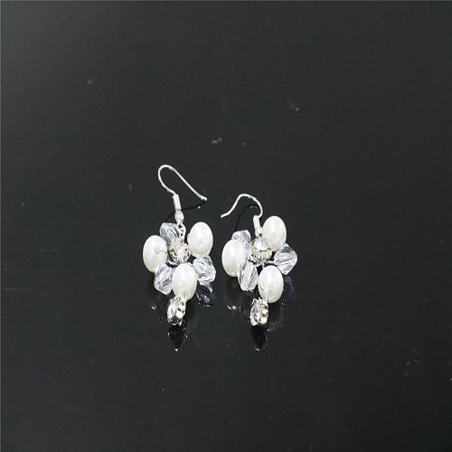 

Women's Hoop Earrings Geometrical Blessed European Imitation Pearl Earrings Jewelry Silver For Wedding 1pc