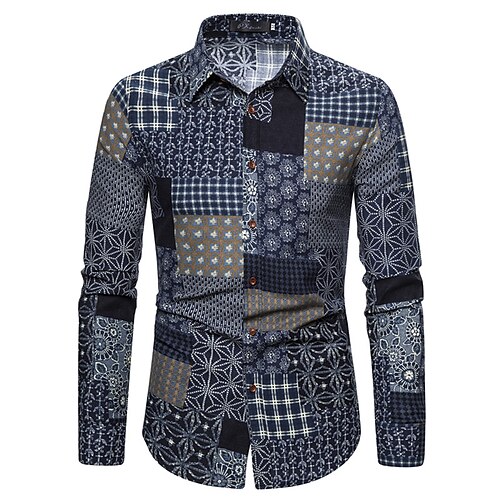 

Men's Shirt Graphic Shirt Graphic Button Down Collar Rainbow Daily Long Sleeve Clothing Apparel Designer
