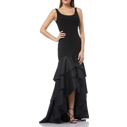 

Mermaid / Trumpet Evening Dresses Sexy Dress Party Wear Asymmetrical Sleeveless Scoop Neck Taffeta with Ruffles Tier 2022 / Formal Evening