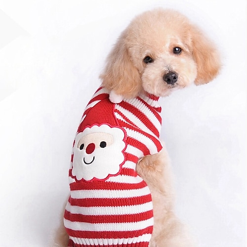 

Dog Sweater Christmas Costume Puppy Clothes Stripes Character Halloween Christmas Winter Dog Clothes Puppy Clothes Dog Outfits Red Costume for Girl and Boy Dog Acrylic Fibers XXS XS S M L XL