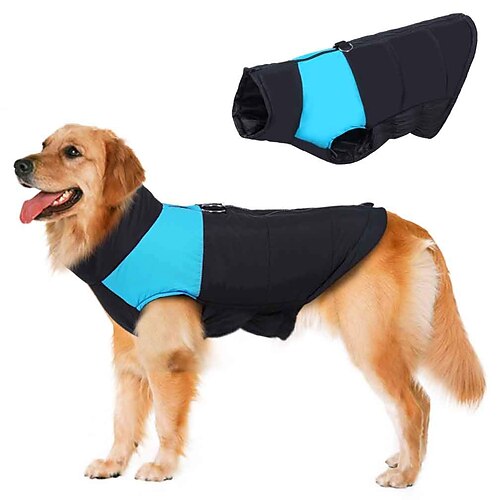 Chien Manteaux Veste Gilet Bloc de Couleur Décontracté / Quotidien Garder au chaud De plein air Hiver Vêtements pour Chien Vêtements pour chiots Tenues De Chien Chaud Noir / Rouge Blanc / Rouge