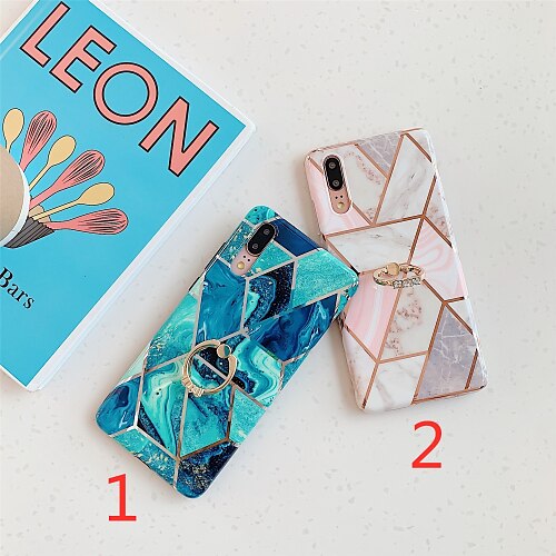 

Phone Case For Huawei Back Cover Huawei P20 Huawei P20 Pro Huawei P20 lite Huawei P30 Huawei P30 Pro Huawei P30 Lite Plating Ring Holder IMD Marble TPU