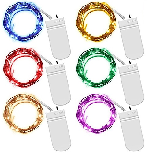 

6pcs 3m 30leds LED String Fairy Lights Garland Decorative Light Outdoor String Lights Copper Wire CR2032 Battery Operated Christmas Wedding Party Decoration