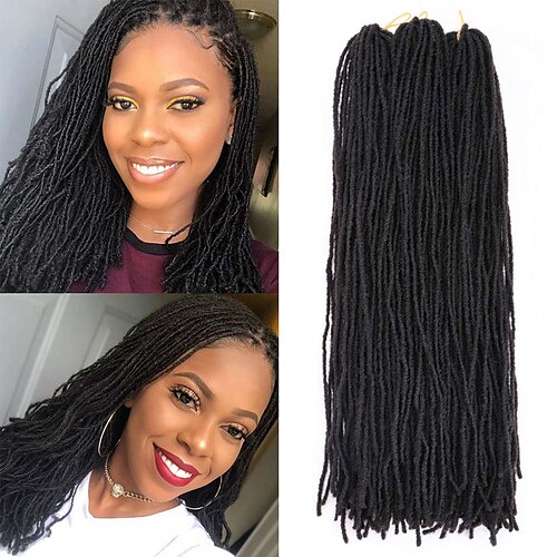 

Faux Locs Dreadlocks Senegalese Twist Box Braids Natural Color Synthetic Hair Braiding Hair 4 Pieces