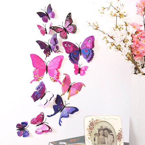 

Animals Double Layer Wall Stickers 3D Wall Stickers Decorative Wall Stickers Light Switch Stickers Fridge Stickers Wedding Stickers PVC Home - Purple