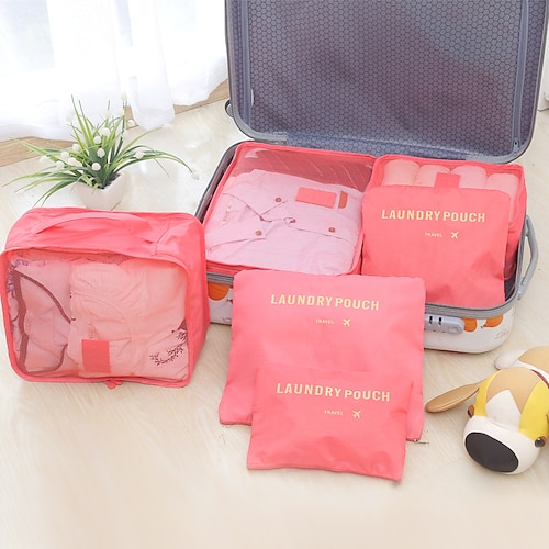 

6pcs High Quality Fashion Travel Storage Bag Set For Clothes Tidy Organizer Six PCS Laundry Pouch Suitcase Packing Bags