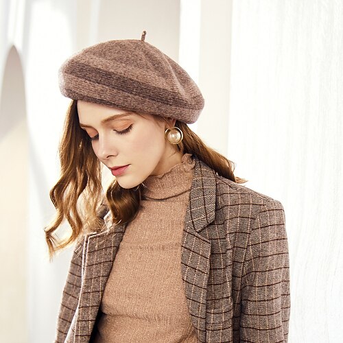 

Wool / Acrylic Headwear with Color Block 1pc Casual Headpiece