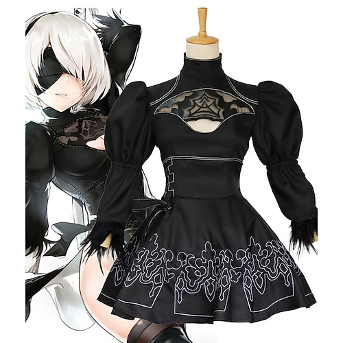 

Inspired by NieR:Automata 2B Anime Cosplay Costumes Japanese Cosplay Suits Lace Long Sleeve Skirt Stockings Hair Band For Women's / Eye Mask / Eye Mask