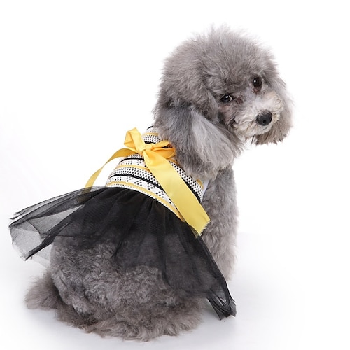 

Dog Cat Pets Dress Striped Bowknot Lace Cute Wedding Party Dog Clothes Puppy Clothes Dog Outfits Black Costume for Girl and Boy Dog Polyster XS S M L XL