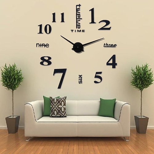 

3D DIY Wall Clock Modern Frameless Large Arabic Numerals Clock Mirror Surface Wall Sticker Home Decor for Living Room Bedroom (19-27 Inch)