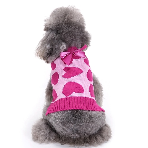 

Dog Sweater Puppy Clothes Bowknot Love Sweet Style Simple Style Winter Dog Clothes Puppy Clothes Dog Outfits Fuchsia Costume for Girl and Boy Dog Acrylic Fibers XS S M L